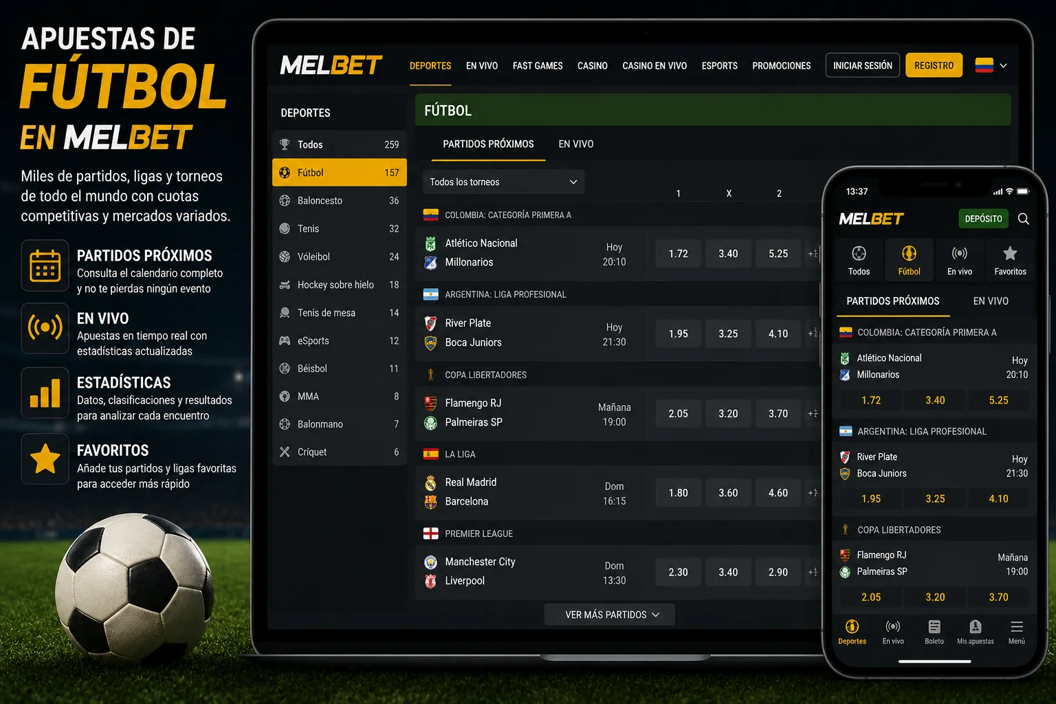 Apuestas de fútbol en MelBet