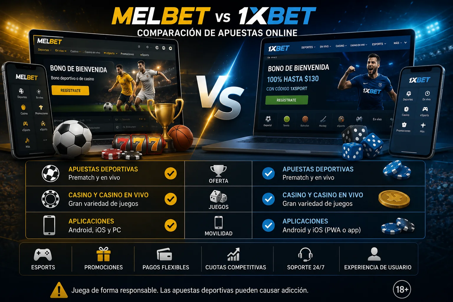 MelBet vs 1xBet: comparación de apuestas online