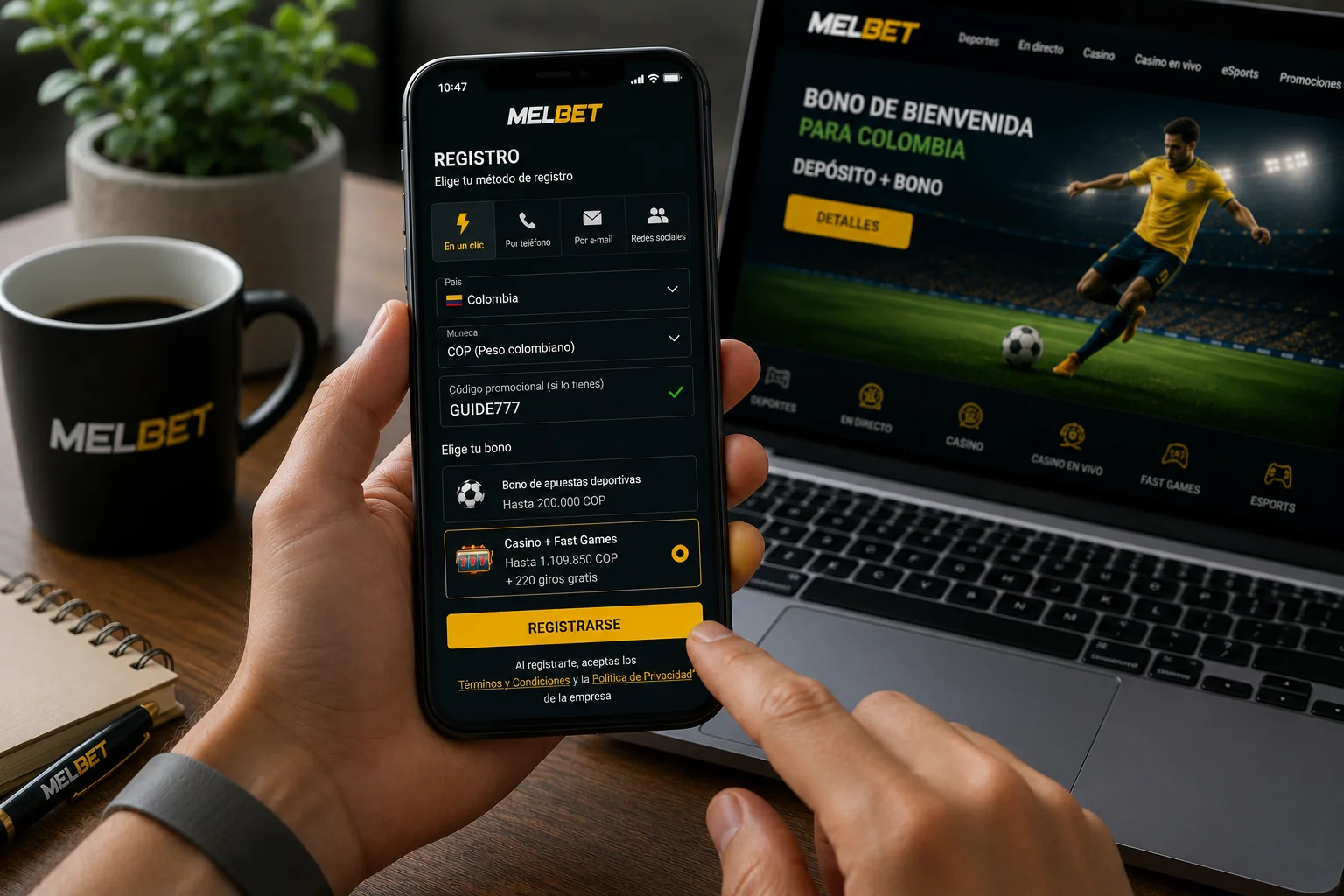 Registro MelBet: cómo crear una cuenta en Colombia